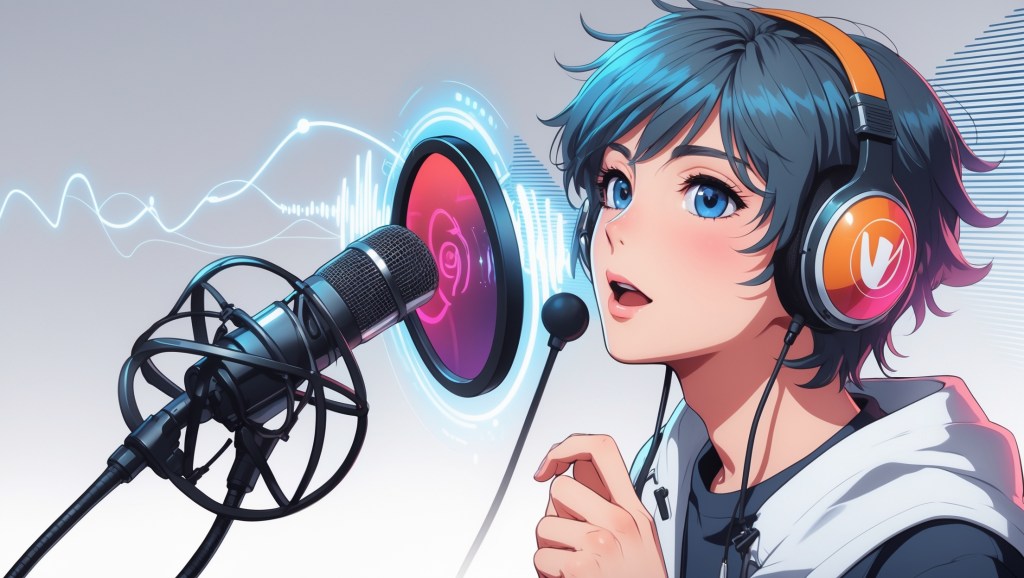 A VTuber avatar streaming live with a digital voice changer interface showing real-time voice effects.